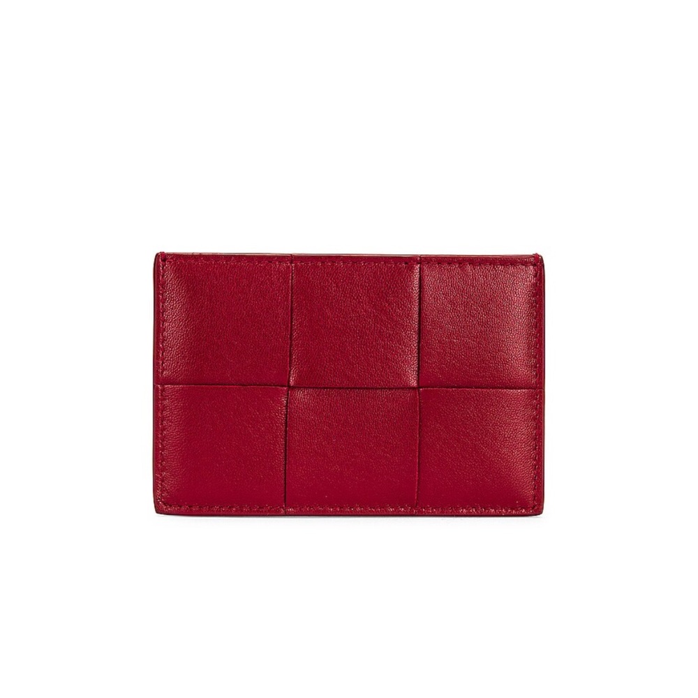 Bottega Veneta Red Intrecciato Leather Card Holder